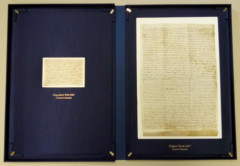 Facsimile of the Magna Carta belonging to Hereford Cathedral
